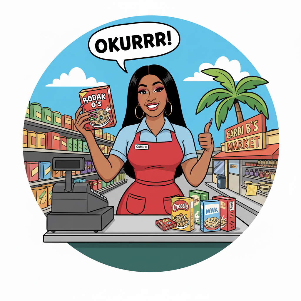 Cardi B as supermarket cashier